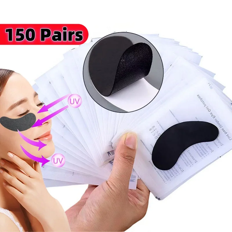 

150 Pairs Isolate UV Black Eye Patch For Eyelash Extension Eye Gel Pads Hydrogel Padding UV protection Stickers Makeup Tools
