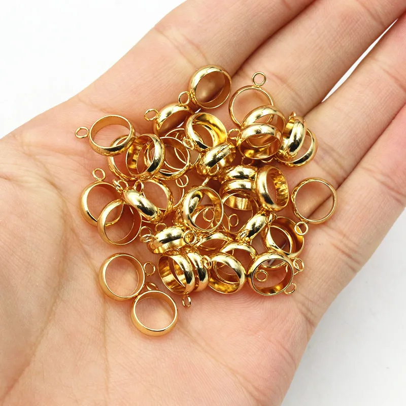 20pcs Stainless Steel Gold Color Loop Hoops Rings Circle Connector Diy Jewelry Findings Accessories for Bracelet Neckalce