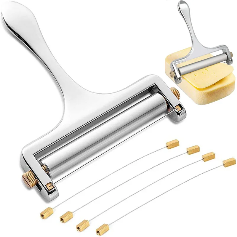 

Cheese Slicers Adjustable Thickness Heavy Cheese Cutters with Wires for Soft Semi-Hard Cheese Butter 1-4 Cutting Wires Included