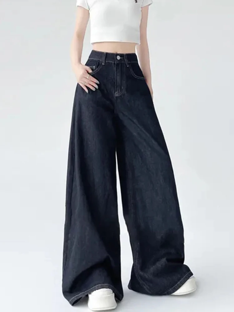 

American Retro Jeans Women Summer New High Waist Design Scimitar Baggy Denim Pants Casual Loose Lady Straight Trousers