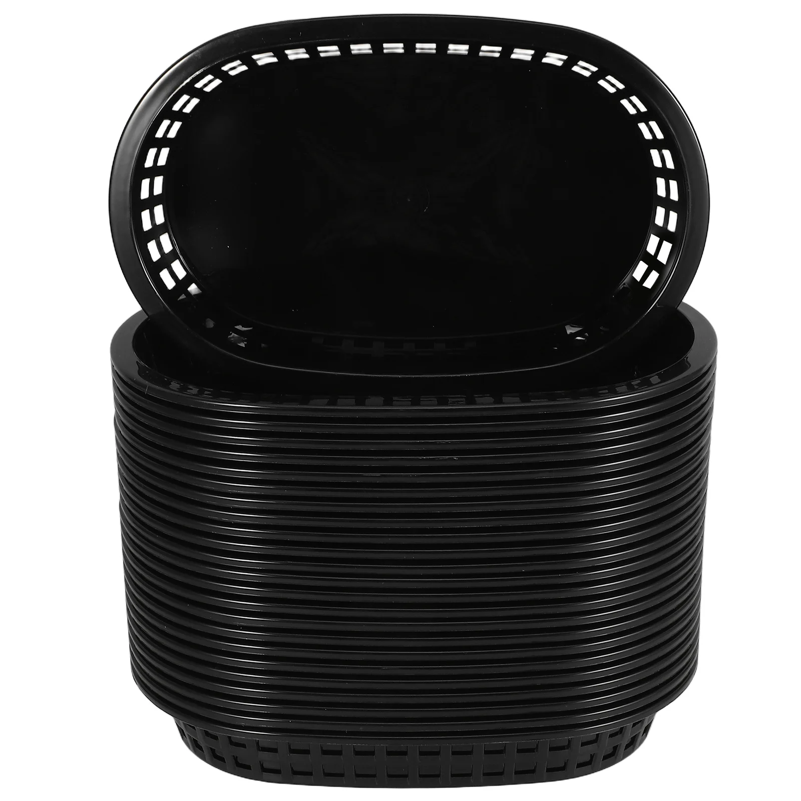 

24pcs Fast Food Basket Boat-Shaped Plastic Tray Snack Storage Container For French Fries Catering Bread Holder Reusable