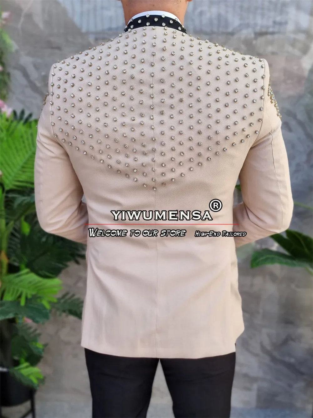 Bespoke setelan tuksedo pernikahan 3 potong, setelan jas pria untuk pesta makan malam, Blazer Prom, pesta makan malam Slim Fit, Blazer manik-manik perak