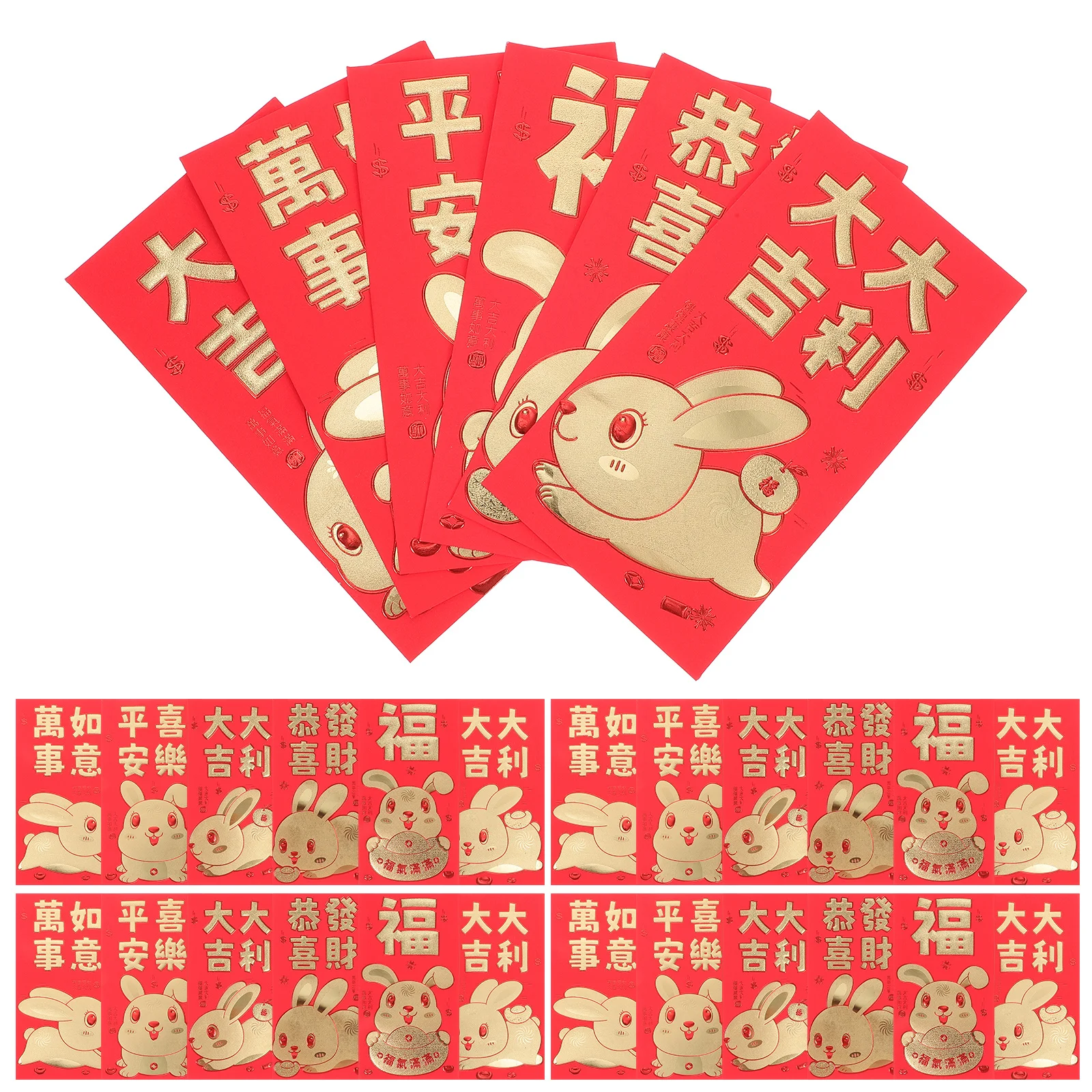 

30Pcs Rabbit Pattern Red Packets Chinese New Year Paper Envelopes Lucky Money Bags Spring Festival Traditional Red Packet