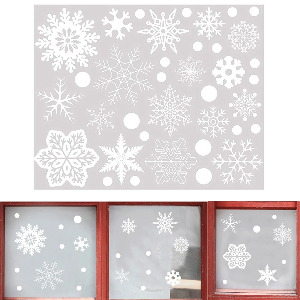 Christmas Glitter Snowflake Clings Window Film Glass Sticker Static Decal Small Size Reusable Electrostatic Wall Stickers