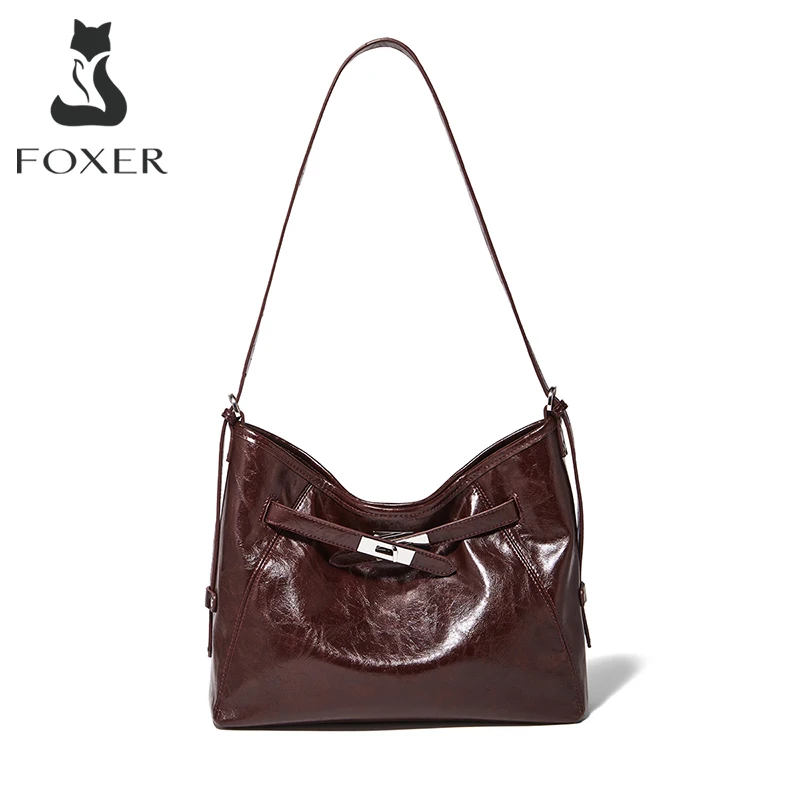 

FOXER винтажная женская сумка на плечо из искусственной кожи 2200, осень-зима, большая вместительная сумка-ведро, женская большая сумка в минималистском стиле