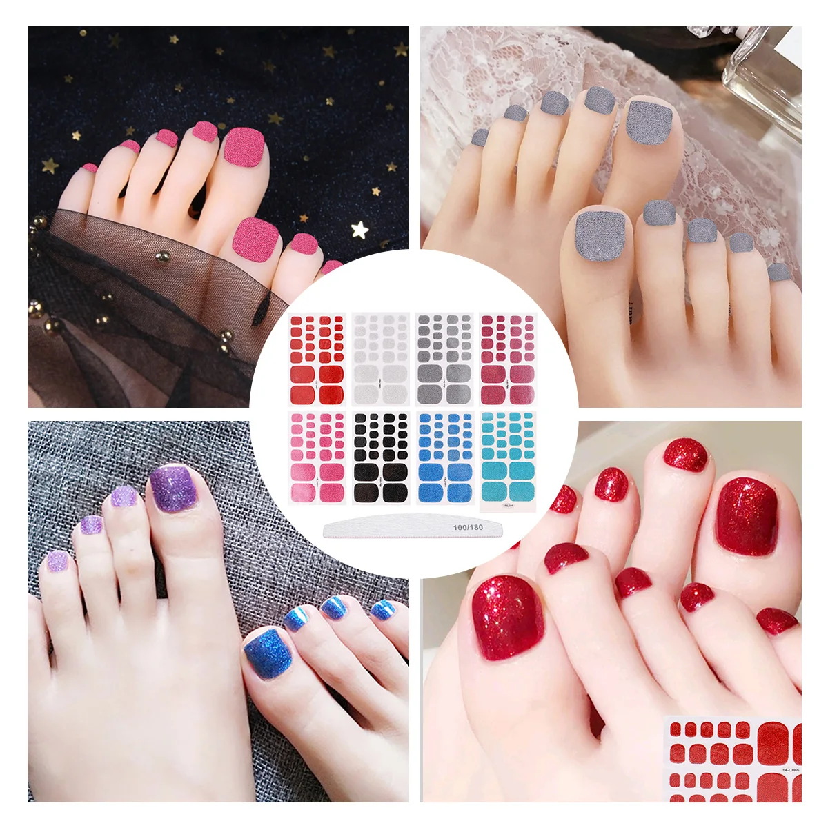 

8 Sheets Nail Stickers Decals for Nails Decorate Toenail Women Gloss