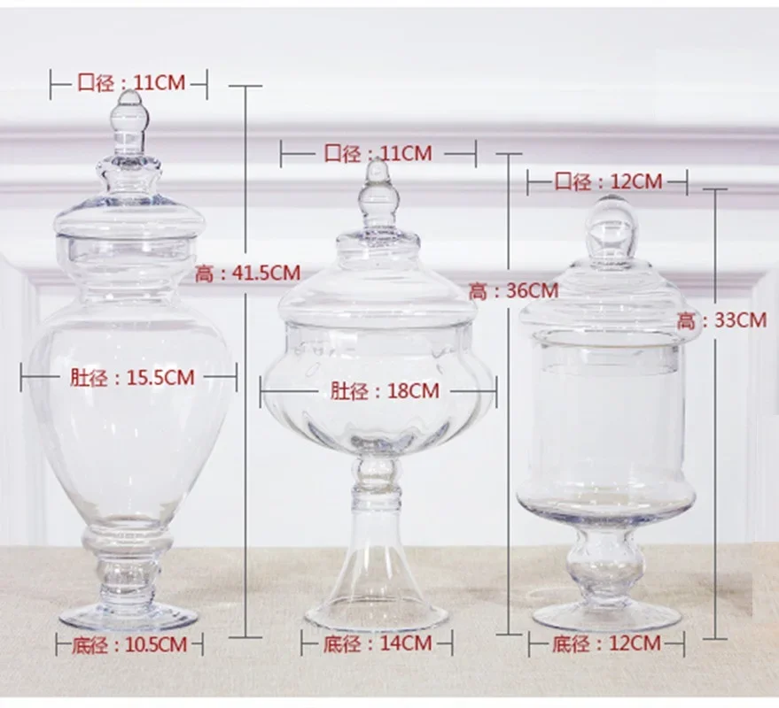 European Style Strong Glass Storage Tank Glass Candy Jar Home Wedding Decors Party Supply