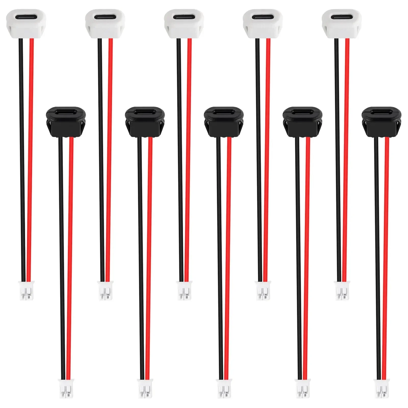 

5pcs Type-C Female Chassis Waterproof 2P Wire Type USB C Pigtail Extension Power USB-C Plug to 2 Pin Bare Wire Open