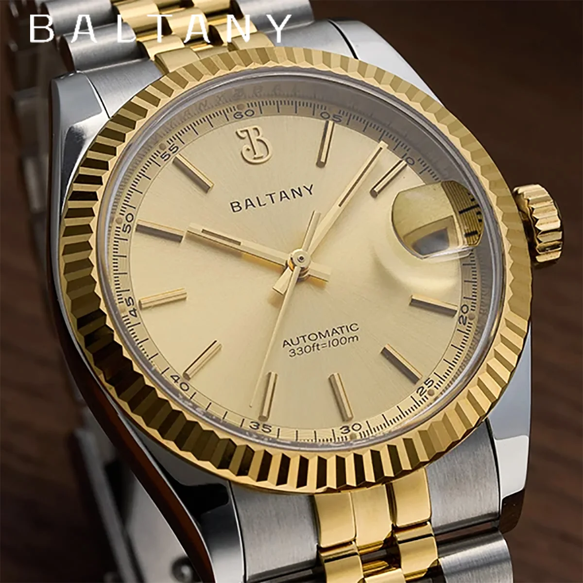 Baltany Retro 36Mm Men's Automatic Mechanical Watch with Date Luxury Sapphire Stainless Steel Waterproof 10Bar C3 Reloj Hombre