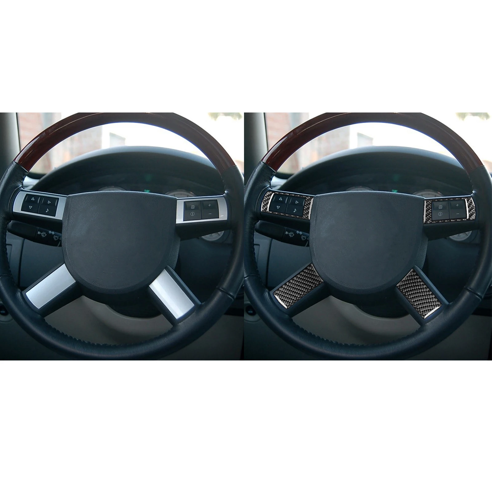 

Carbon Fiber Steering Wheel Button Panel Car Interior Accessories Cover Trim Sticker Modification For Dodge Charger 2008—2010