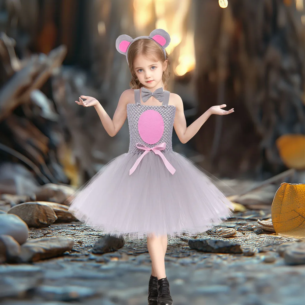 

2026 New Small Mouse Performance Dress Halloween Animal Show Costume Children's Stage Outfit Cosplay Skirt Traditional Ethnic...