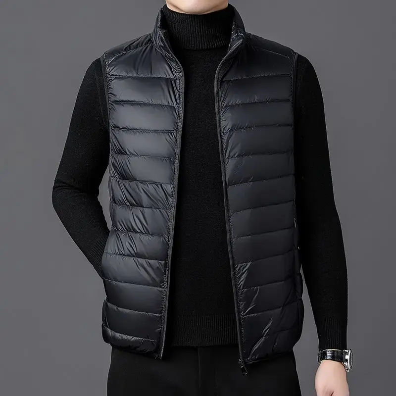 

Warmth Lightweight Loose Fit Stand Collar down Cotton Vest for Men Autumn Winter New Sle Youth Faion Workwear Zipper