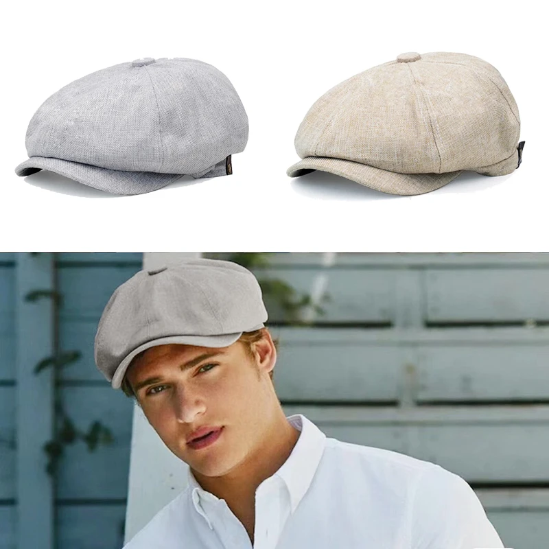 Spring Summer Solid Newsboy Caps Flat Peaked Cap Men and Women Painter Beret Hats NC57