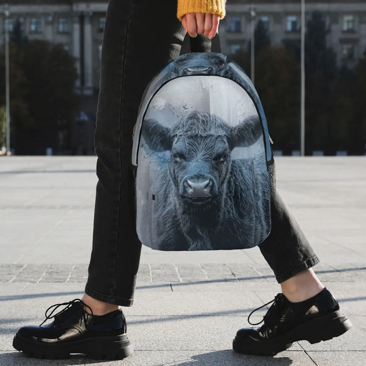 Cattle Realistic Oil Painting Print Backpack Student BookBag Children School Bag Computer Shoulder Bags for Men Women