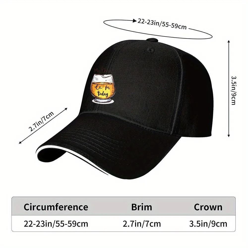 My Plans Beer Baseball Cap, Funny Drinking Quote Wine Glass Print Dad Hat, Adjustable Casual Sun Hat