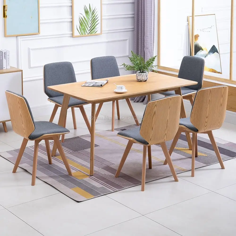 Nordic Dining Chair Modern Minimalist Negotiation Office Chair Household Solid Wood Living Room Chair Cafe Lounge Chair