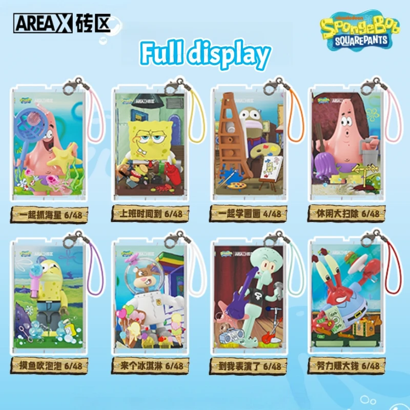 AREAX SpongeBob SquarePants Bouwstenen Bikini Bottom's Day Series Draagbaar Gemonteerd Speelgoed Hangers Sleutelhanger Decoratie Cadeau