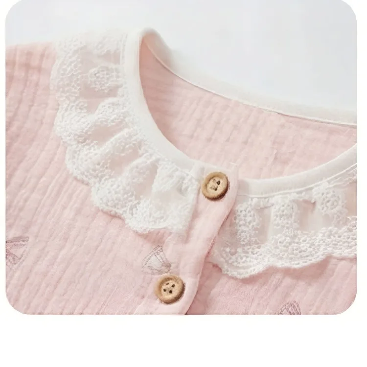 2026 Frühling Sommer Herbst Mädchen Mode Pyjama-Sets Elegante Spitze Weiche Bequeme Langarm Hauskleidung Set Kinder Schlafanzüge – Detail 6