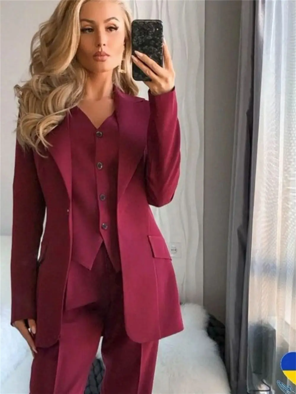 Office Suit Set for Women, Solid Pantsuit, Long Sleeve Jacket, Vest Pants, Bridal Pantsuit, Blazer, Wedding Guest customized