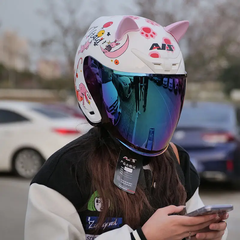 

AIS Helmet Electric Vehicle Women's Open Face Motorcycle Helmets Men's Racing Motorcycle Helmets Four Seasons Universal