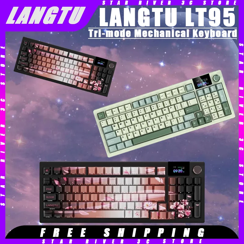 LANGTU LT95 Mechanical Keyboard Tri-mode Wireless 2.4G 95 keys Hot Swap PBT Keycaps Customized Gaming Keyboard Pc Accessories