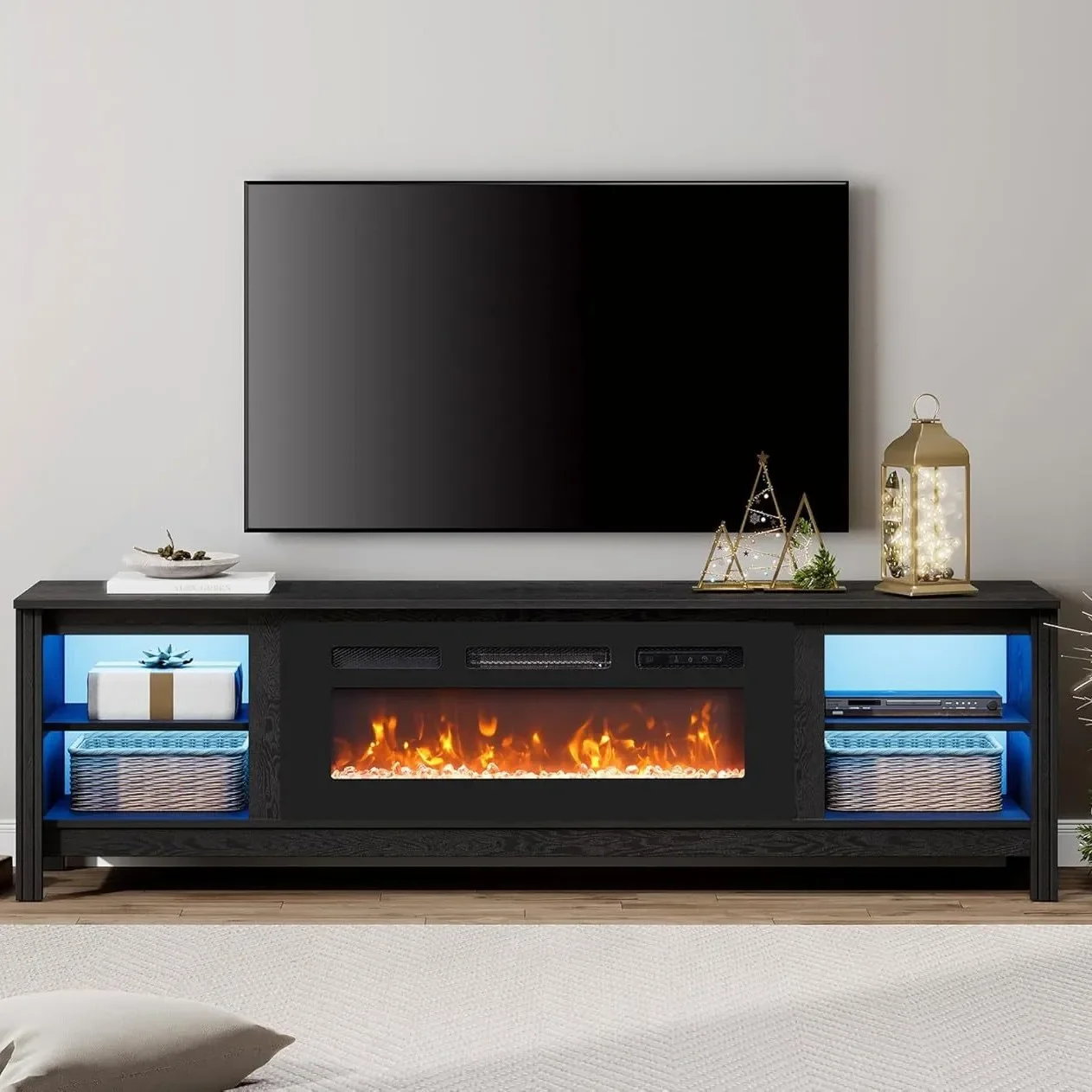 خزانة تلفزيون مدفأة قهوة بسيطة أرضية عصرية لتخزين أثاث غرفة المعيشة