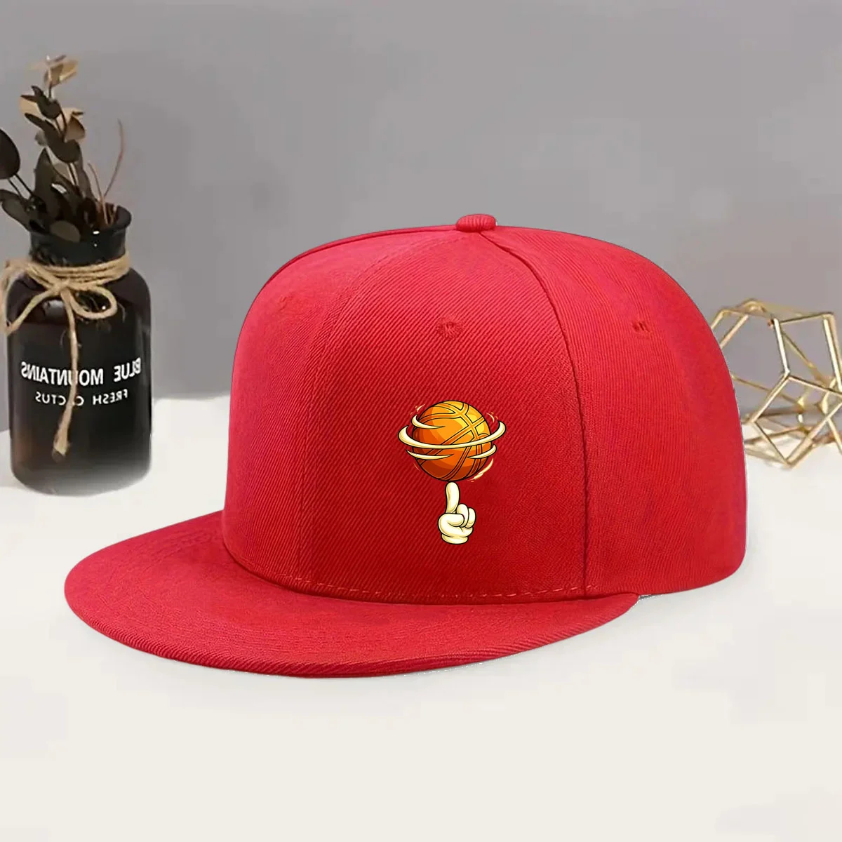 Adjustable Printed Trendy Duckbill Cap with Basketball Theme, Lightweight Printed Craft, Featuring 