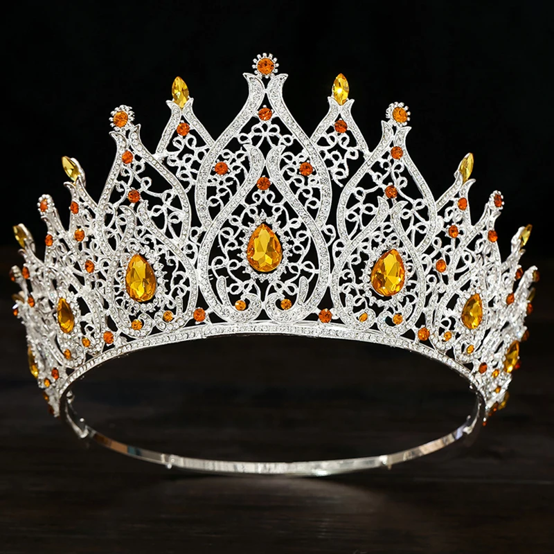 Baroque Vintage Water Drop Bridal Crown Princess Big Tiaras for Party Birthday Wedding Dress Hair Jewelry Pageant Headwear