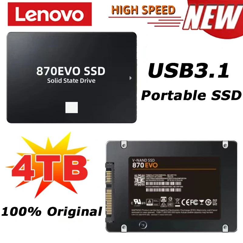 Lenovo 4TB Solid State Disk SSD 870 EVO 500GB 1TB 2TB Internal HDD Hard Drive Sata3 2.5 inci untuk Laptop komputer mikro Desktop