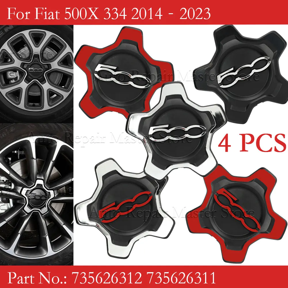 

4 PCS Wheel Hub Center Cap Cover 735626312 735626311 Car Wheel Center Hub Caps Replacement for Fiat 500X 334 2014-2023