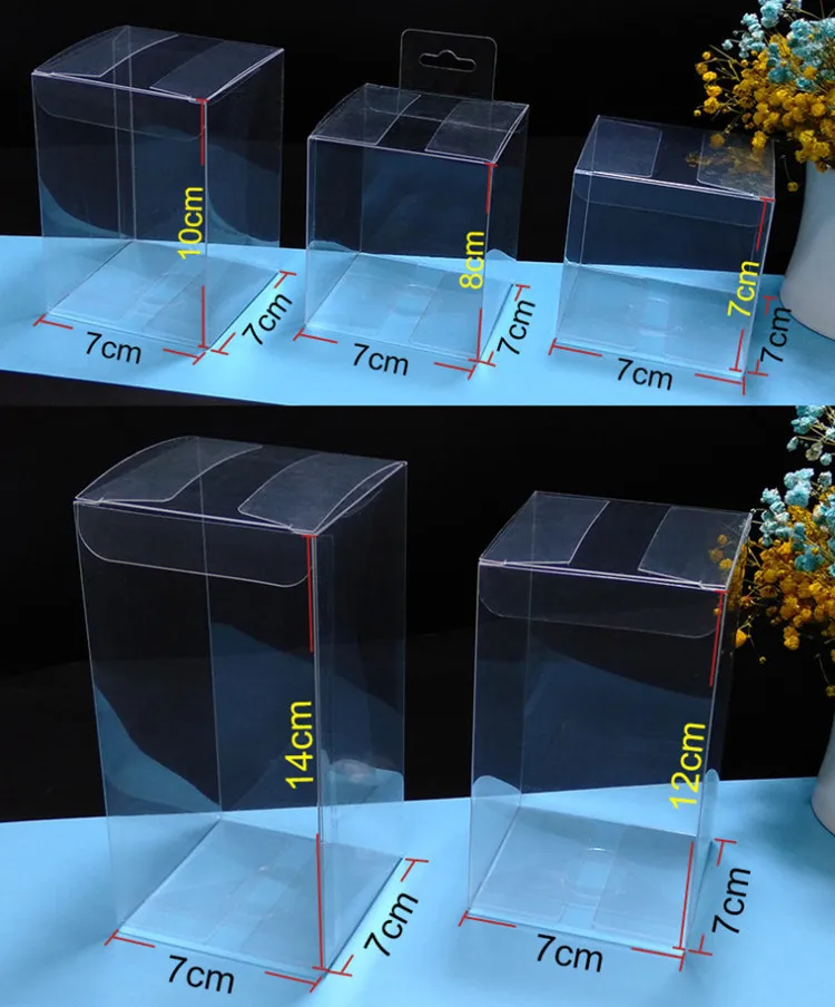 10 STKS Plastic Vierkante Doorzichtige PVC Verpakking Dozen Dikke Bruiloft Verjaardag Cup Chocolade Speelgoed Sieraden Bloem Opvouwbare Geschenken Doos