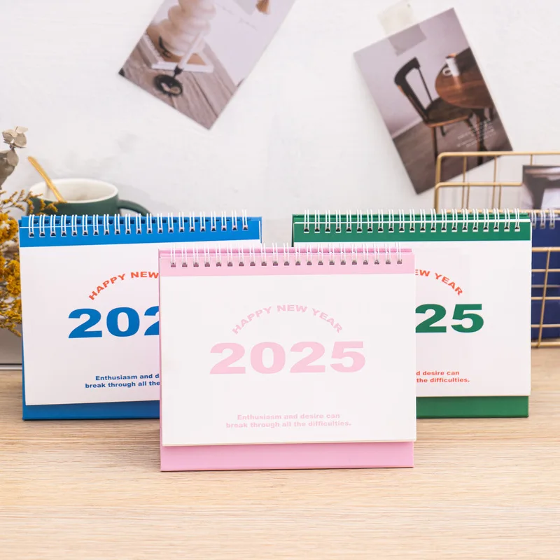 2025 Custom Desk Calendar Cmyk 365 Days Spiral Monthly Undated Self Care Stand Flip Table Calendar Creative Desktop Ornaments