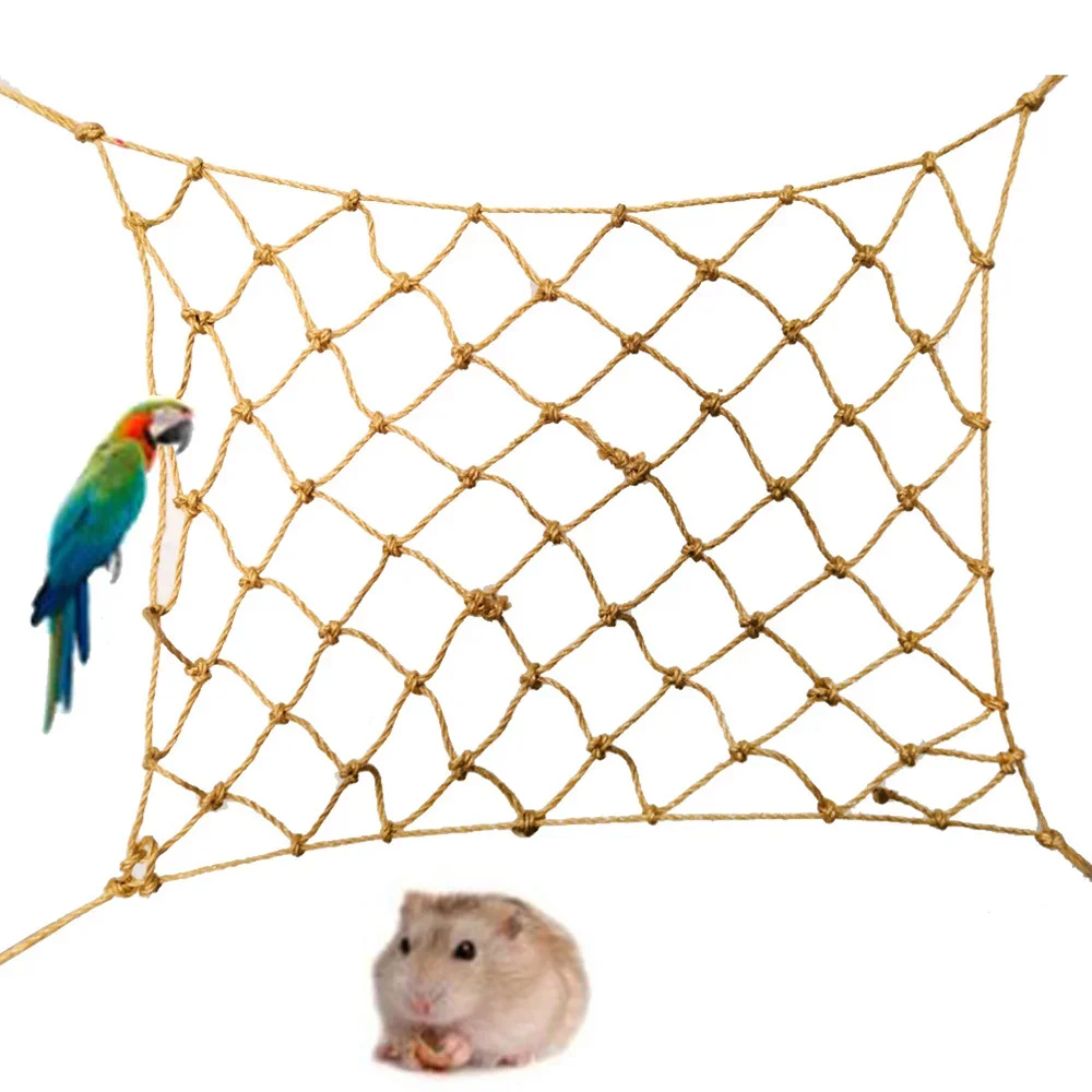 Birds Hanging Climbing Net wiith Hook Hammock Birds Stand Parrot Swing Rope Ladder Birds Chewing Playing Gym Toys 30X20CM