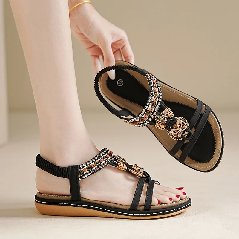 

New Lightweight Comfortable Flat Sandals Women Elastic Strap Fashion Trendy Casual Shoes