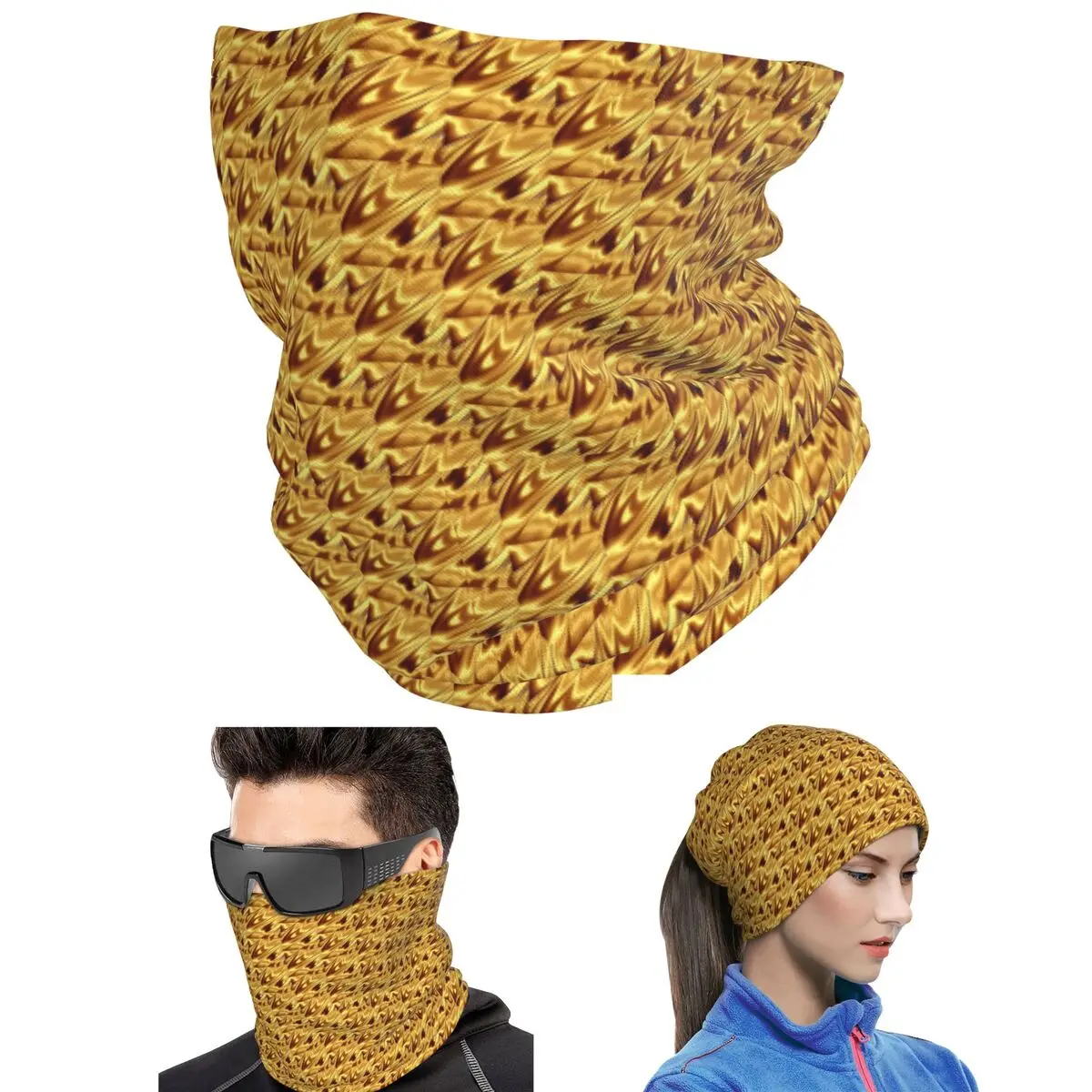 Super Shiny Gold Merchandise Bandana Neck Cover Printed Wrap Scarf Multifunction Headband For Men Women Adult Winter