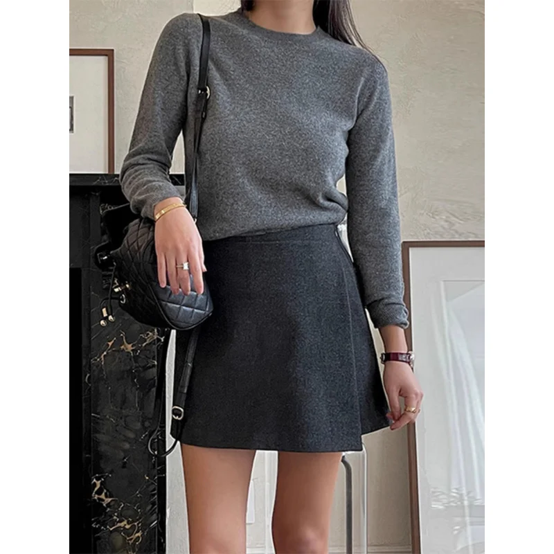 Irregular Skirt for Women2024Autumn and Winter Thickening New High Waist DroopingaLine Skirt Commuting Figure Flattering Shorts