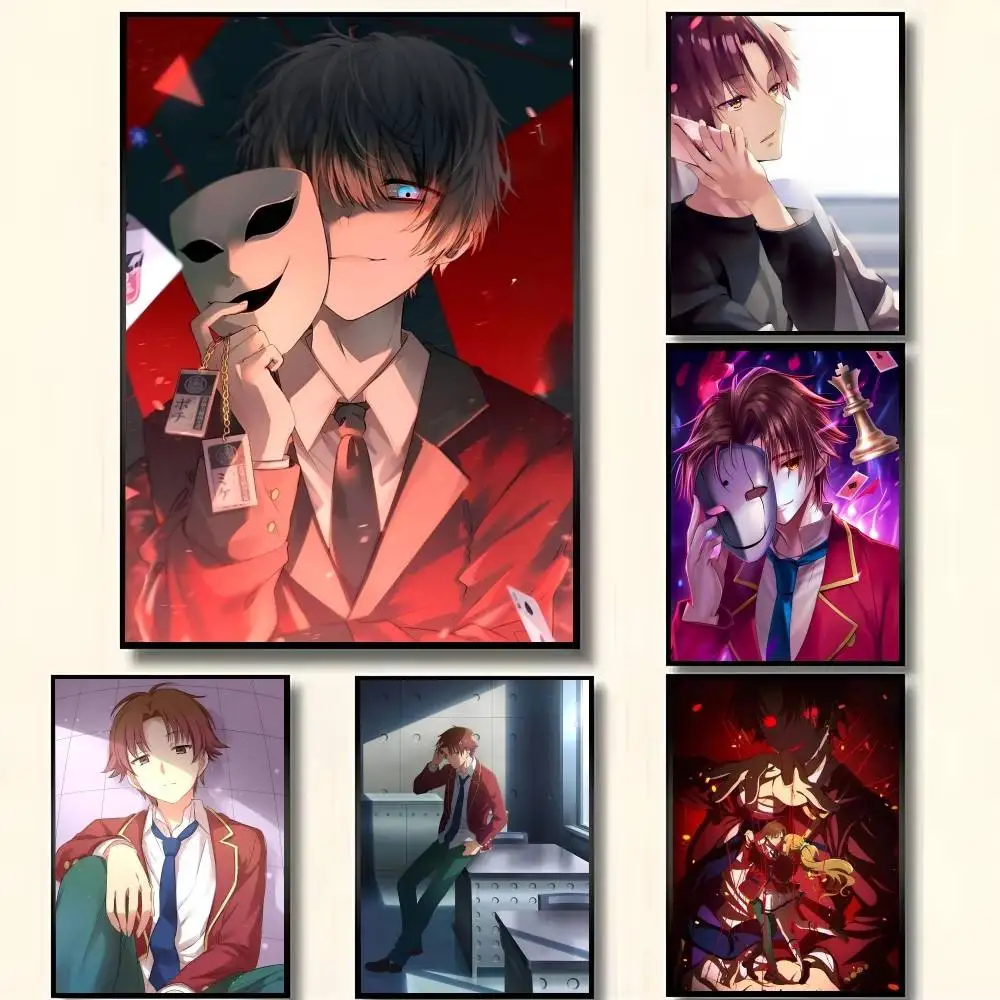 Pósteres de Anime C-Classroom of the E-Elite Ayanokoji Kiyotaka, decoraciones artísticas de pared autoadhesivas de alta calidad, impresiones en color, pegajosas