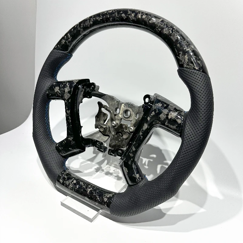 

For Silverado Silver Forged Carbon Fiber Steering Wheel for Chevrolet Silverado with Perforated Leather Drop Shipping New Design