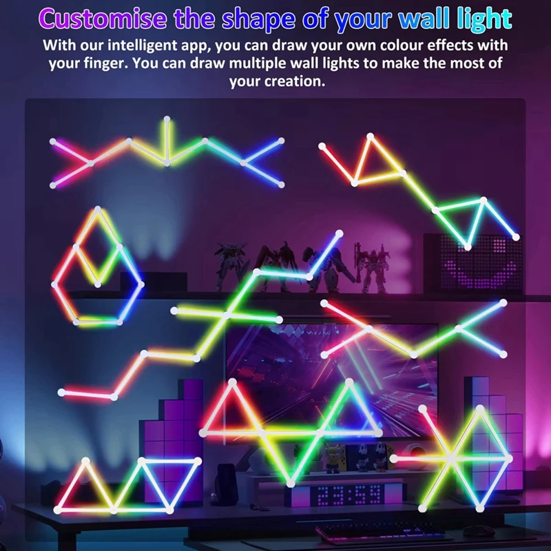USB Smart Wall Light RGB LED Light Bars, 16 ล้านสีหรี่แสงได้เพลงซิงค์ DIY Home Decor Light Bars