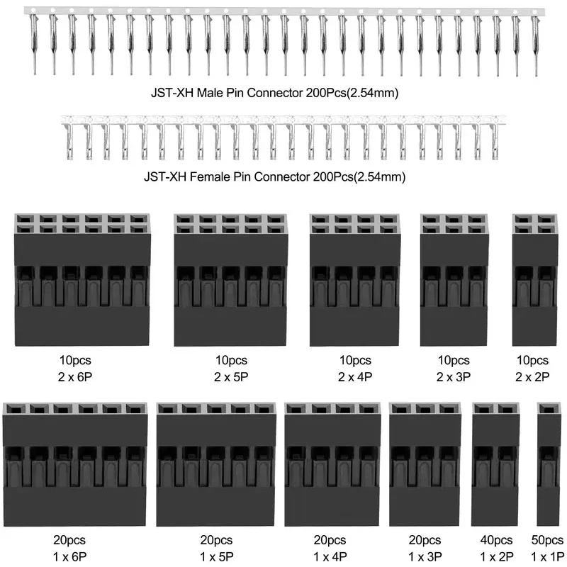 

620pcs Connector 2.54mmJumper Wire Pin Header Housing Male Crimp Pins Female Pin Terminal Connector Assorted Kit
