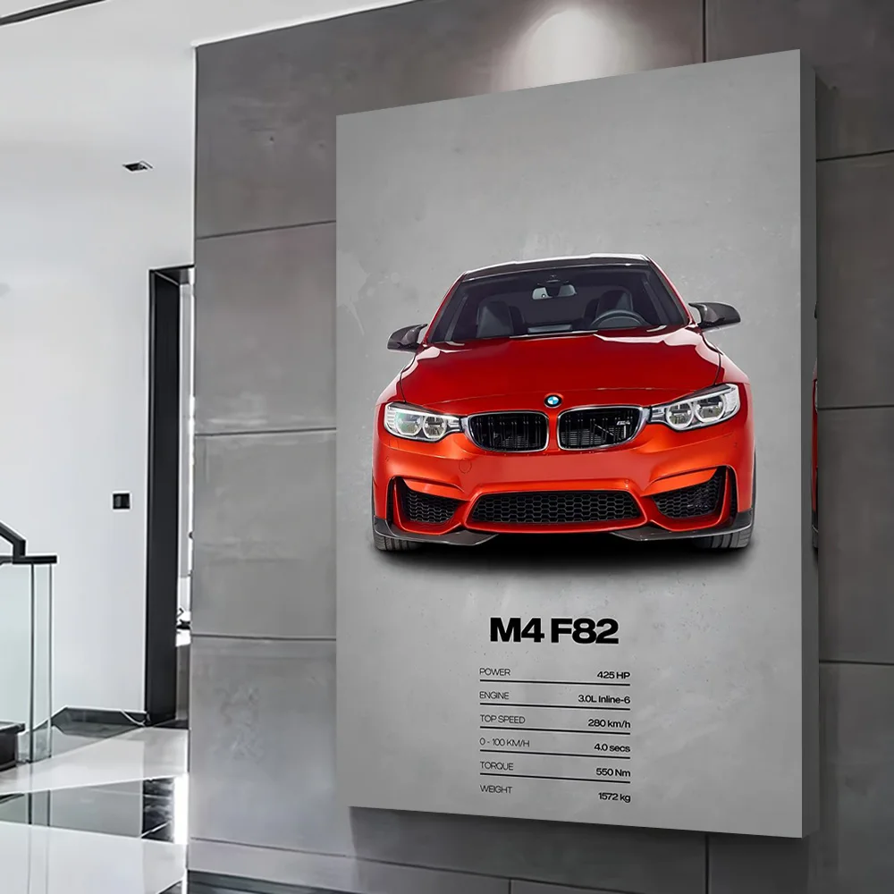 Sports M4 F82 Car Poster Customizable Printed Canvas Painting for Pictures Wall Art Room Ornaments Home Decor Gamer Decoration