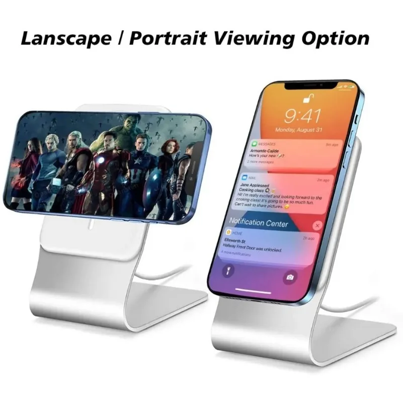 เดสก์ท็อปโทรศัพท์มือถือขาตั้งอลูมิเนียมโต๊ะผู้ถือ Dock สําหรับ Magsafe Charger สําหรับ iPhone 16/15/14/13/12 PRO MAX (ไม่รวม Charger)