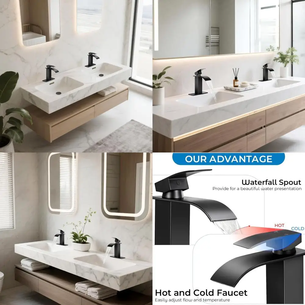 

Современный смеситель-водопад с одной ручкой для раковины в ванной комнате, 2 шт., с выдвижным сливом и шлангами, подходит для 1 или 3 отверстий, Deck Pl