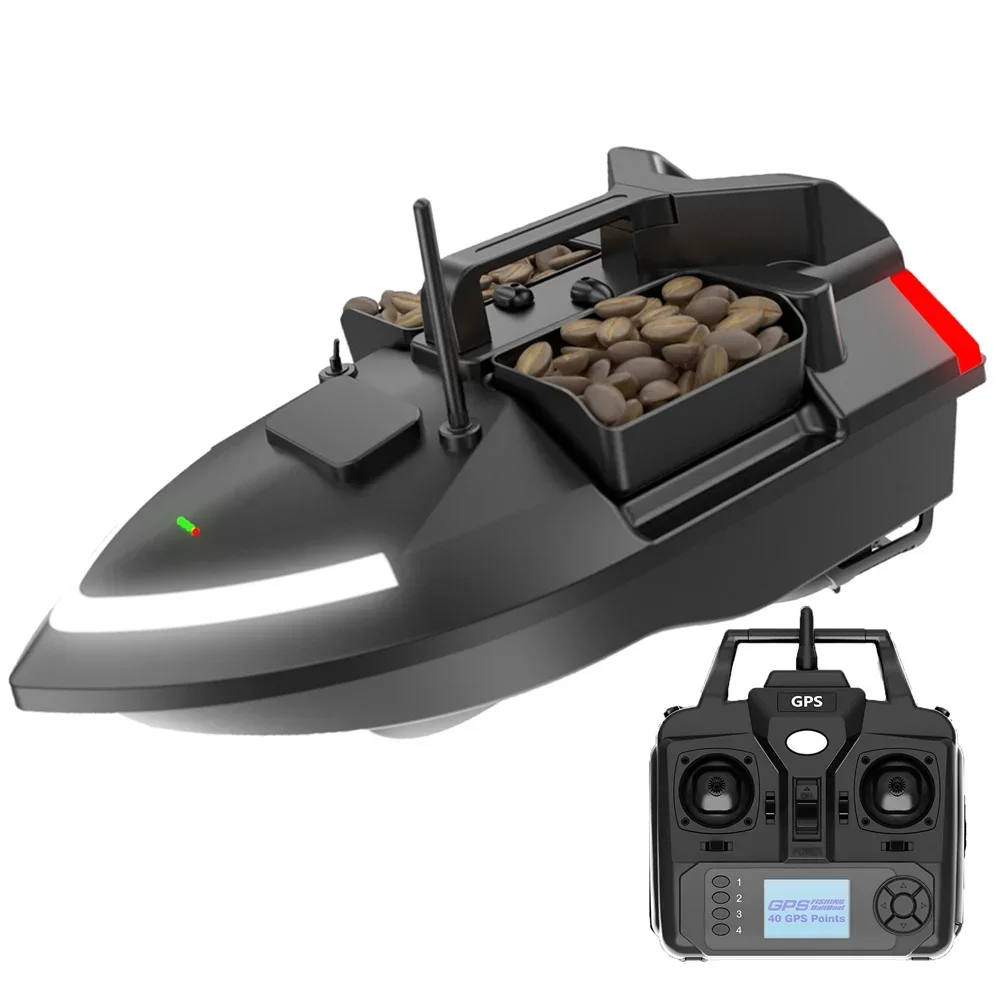 New V020 Smart 40 GPS Points Carp Feeder Surfer RC Bait Boat With 3 Hopper Hook Post Autopilot 500M Range For Fishermen Fishing