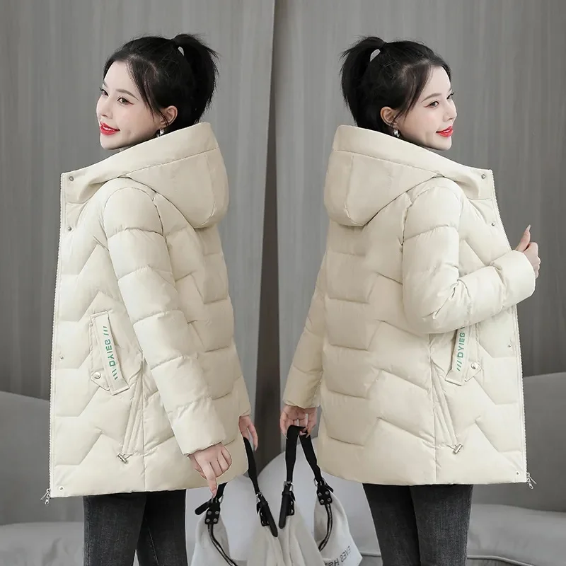 2024 New Winter Women Parka Hooded Jackets Thicken Warm Cotton-padded Puffer Coats Casual Long Parkas Clothes Loose Outerwear