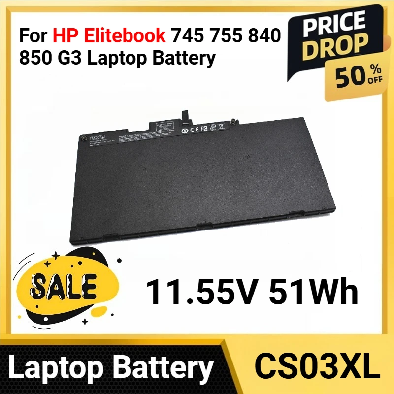 CS03XL 11.55V 51Wh ل HP Elitebook 745 755 840 850 G3 بطارية الكمبيوتر المحمول لسلسلة 745 755 840 850 G4 CS03 CS03XL CS03046XL