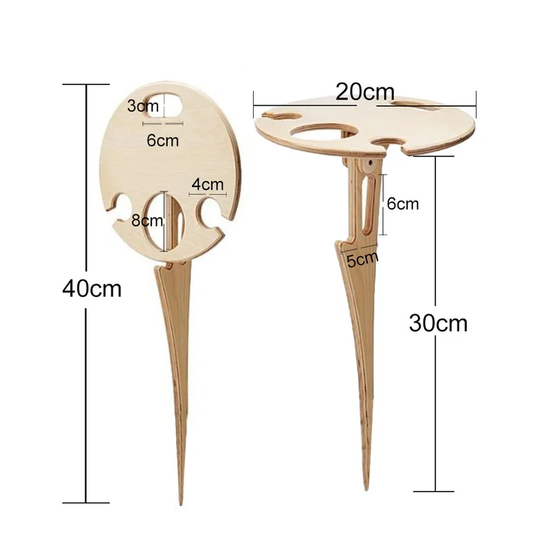 VIP - Outdoor portable picnic wine glass holder camping and dining detachable wooden frame mining folding table