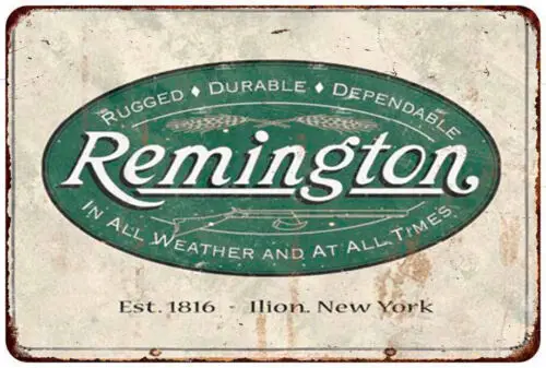 Remington firearm ammo Ilion. Reproduction Metal sign wall art