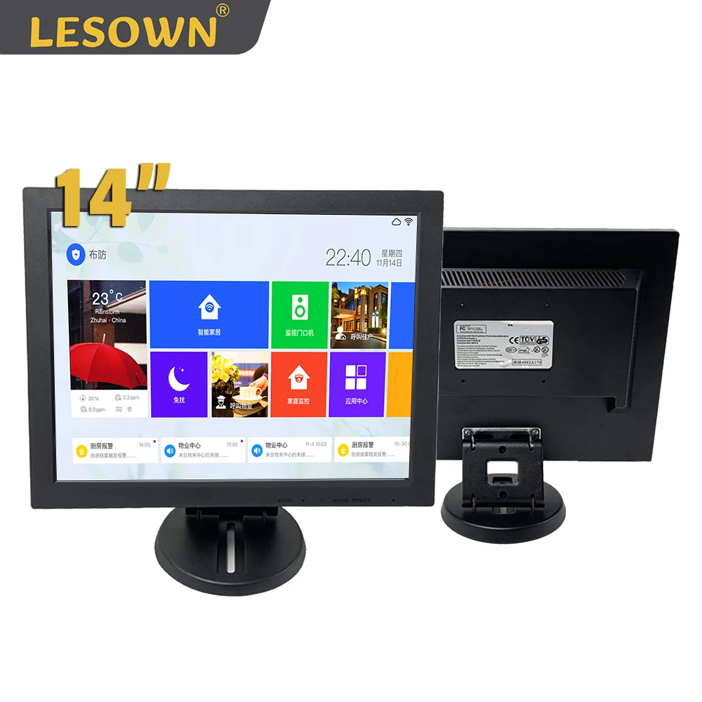 

LESOWN 14 inch Industrial LCD Display Touch Wide Screen 1024x768 FHD VGA 15.6 17.3 inch 1600x900 VESA Monitor for Laptop PC