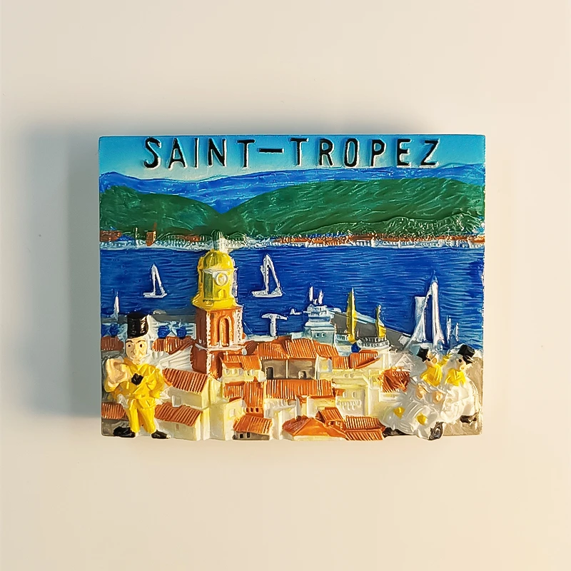 France，Provence，Val, Saint Tropez，3D Stereoscopic，Tourism souvenirs，Resin painting，Decoration home，Refrigerator magnets